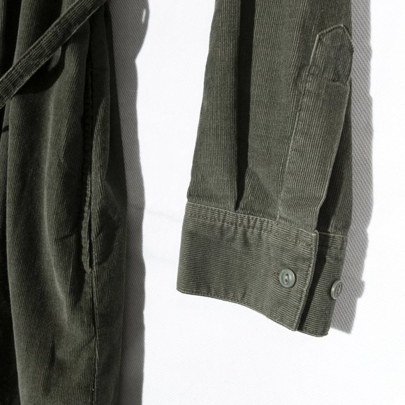 NWT Eddie Bauer Green Button Up Corduroy Shirt Dress w/Belt Women's Tall M - Picture 9 of 16